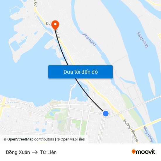 Đồng Xuân to Tứ Liên map