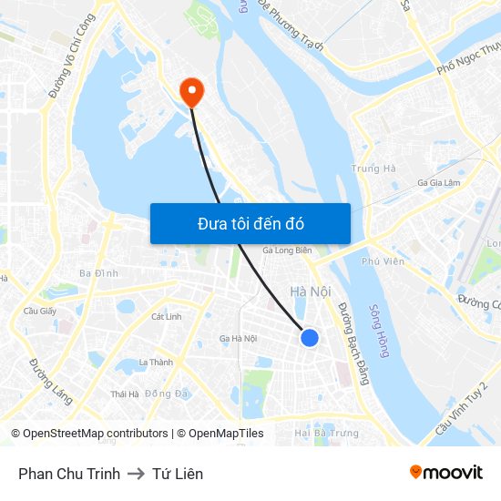 Phan Chu Trinh to Tứ Liên map