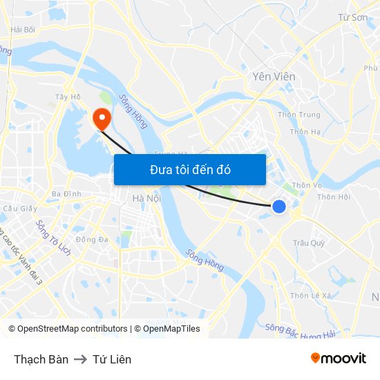 Thạch Bàn to Tứ Liên map