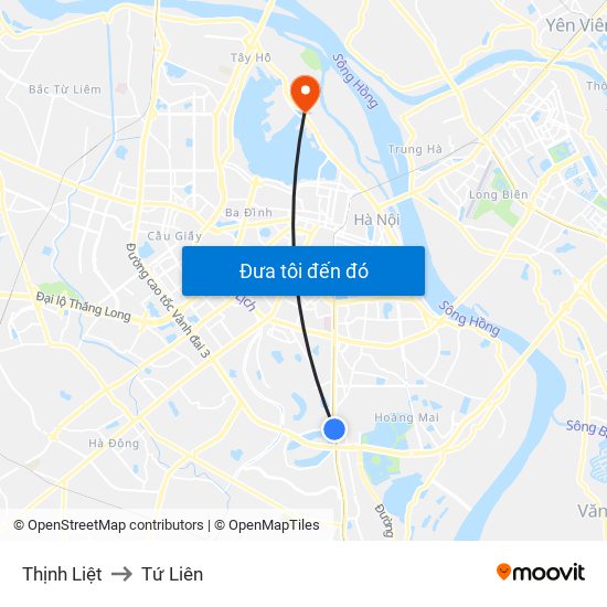 Thịnh Liệt to Tứ Liên map