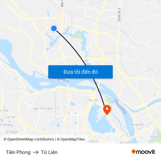 Tiền Phong to Tứ Liên map