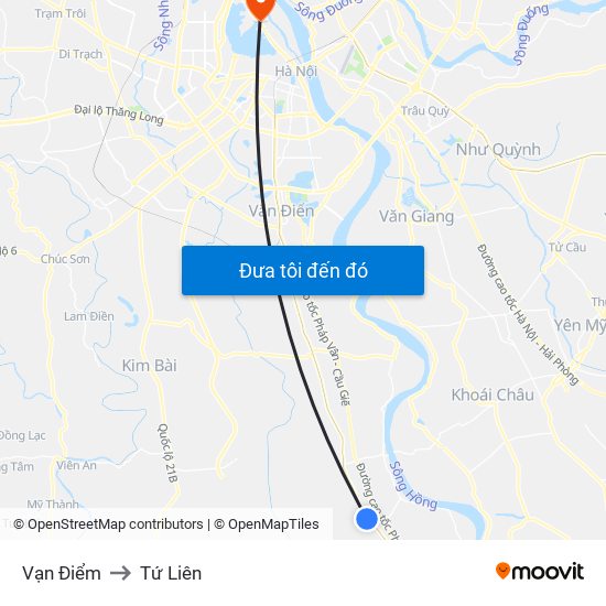 Vạn Điểm to Tứ Liên map