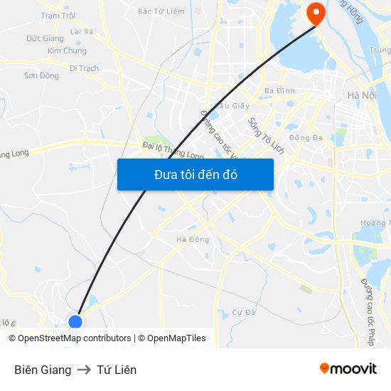 Biên Giang to Tứ Liên map