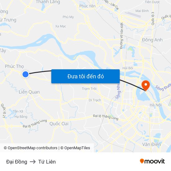 Đại Đồng to Tứ Liên map