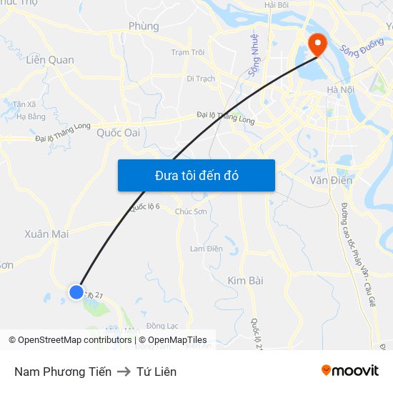 Nam Phương Tiến to Tứ Liên map