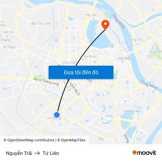 Nguyễn Trãi to Tứ Liên map