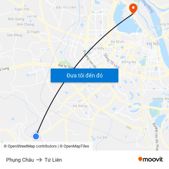 Phụng Châu to Tứ Liên map