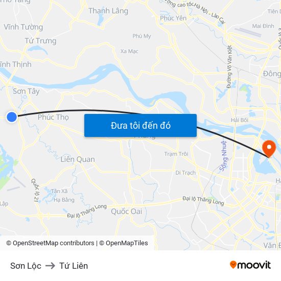 Sơn Lộc to Tứ Liên map