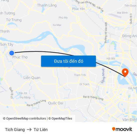 Tích Giang to Tứ Liên map