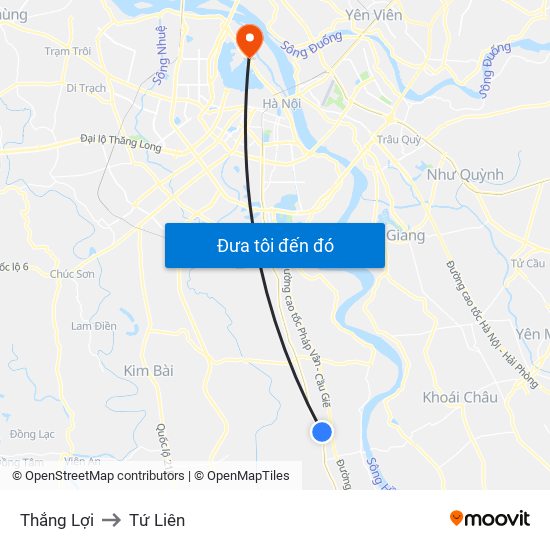 Thắng Lợi to Tứ Liên map