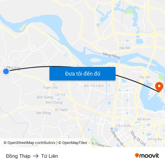 Đồng Tháp to Tứ Liên map