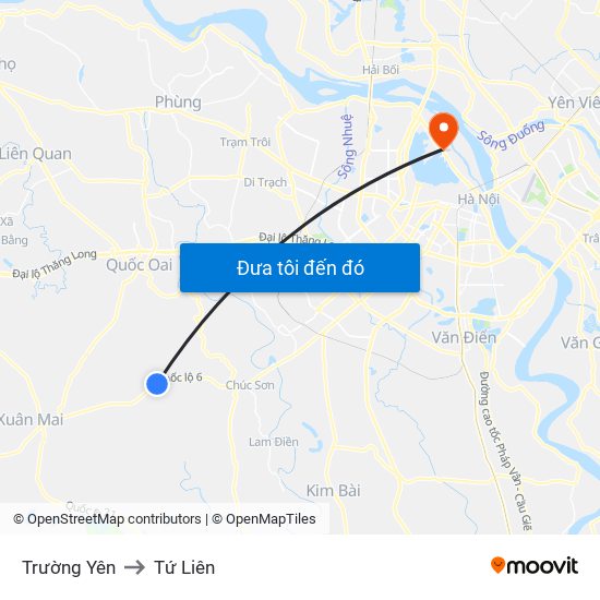 Trường Yên to Tứ Liên map