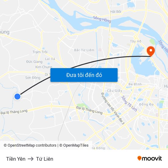 Tiền Yên to Tứ Liên map