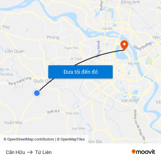 Cấn Hữu to Tứ Liên map