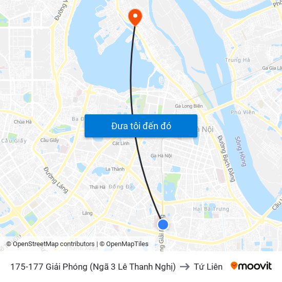 175-177 Giải Phóng (Ngã 3 Lê Thanh Nghị) to Tứ Liên map