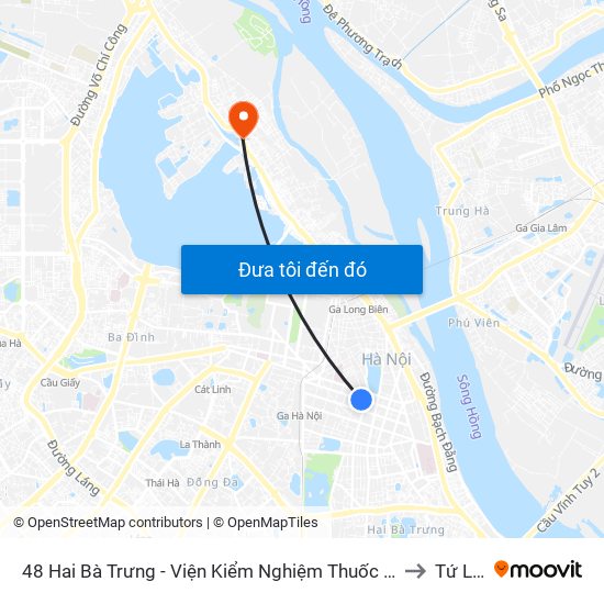 48 Hai Bà Trưng - Viện Kiểm Nghiệm Thuốc Trung Ương to Tứ Liên map