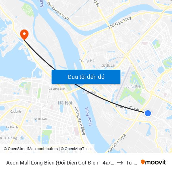 Aeon Mall Long Biên (Đối Diện Cột Điện T4a/2a-B Đường Cổ Linh) to Tứ Liên map