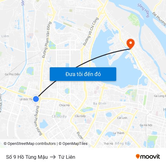 Số 9 Hồ Tùng Mậu to Tứ Liên map