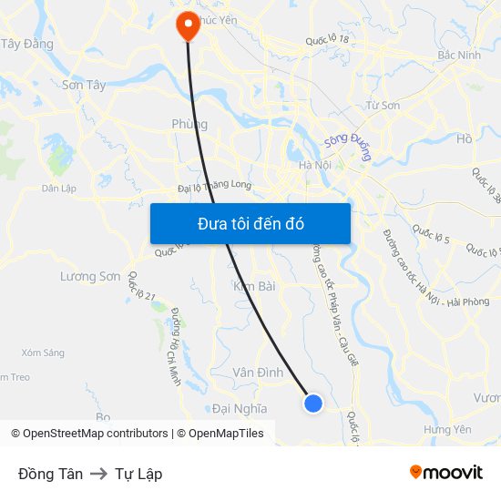 Đồng Tân to Tự Lập map