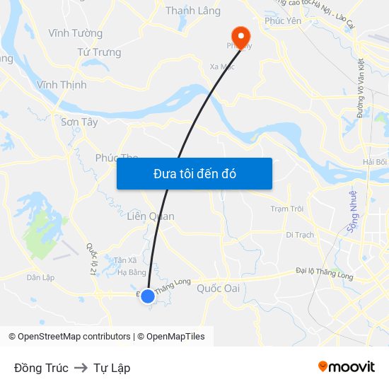 Đồng Trúc to Tự Lập map