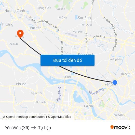 Yên Viên (Xã) to Tự Lập map