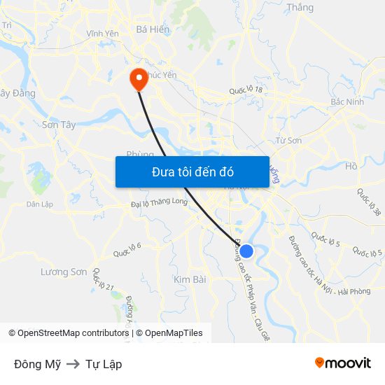 Đông Mỹ to Tự Lập map