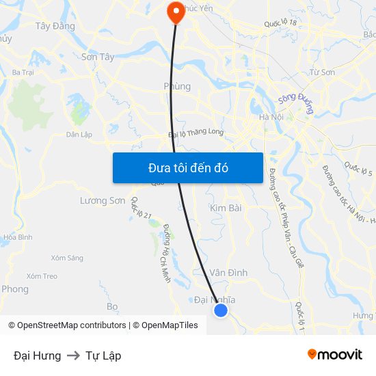 Đại Hưng to Tự Lập map