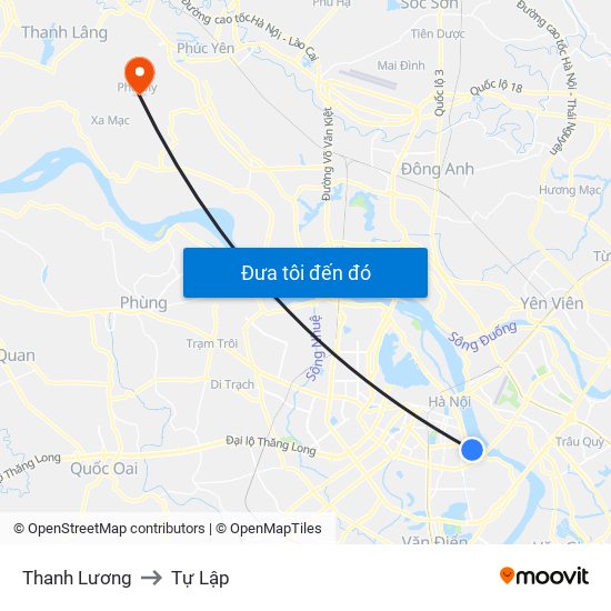 Thanh Lương to Tự Lập map