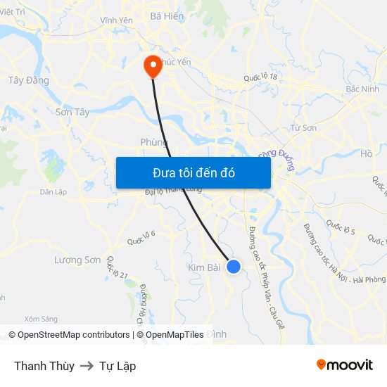 Thanh Thùy to Tự Lập map