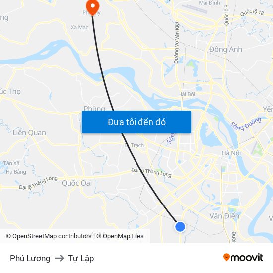 Phú Lương to Tự Lập map