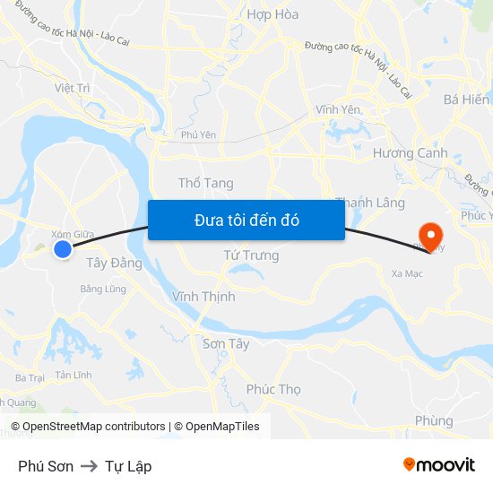Phú Sơn to Tự Lập map