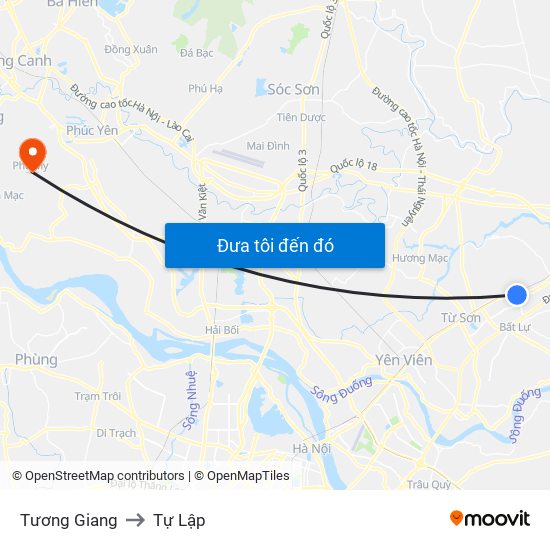 Tương Giang to Tự Lập map