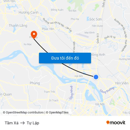 Tầm Xá to Tự Lập map