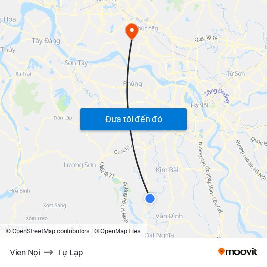 Viên Nội to Tự Lập map