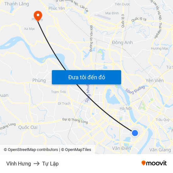 Vĩnh Hưng to Tự Lập map