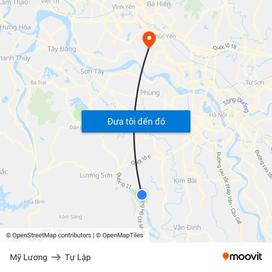 Mỹ Lương to Tự Lập map