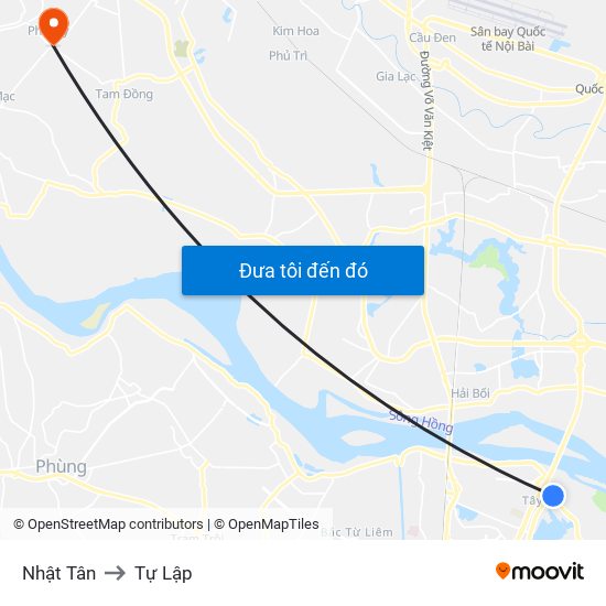 Nhật Tân to Tự Lập map