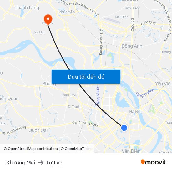 Khương Mai to Tự Lập map