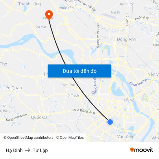 Hạ Đình to Tự Lập map