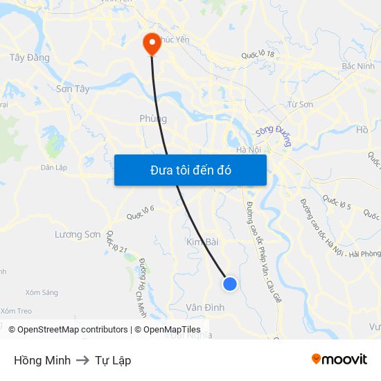 Hồng Minh to Tự Lập map