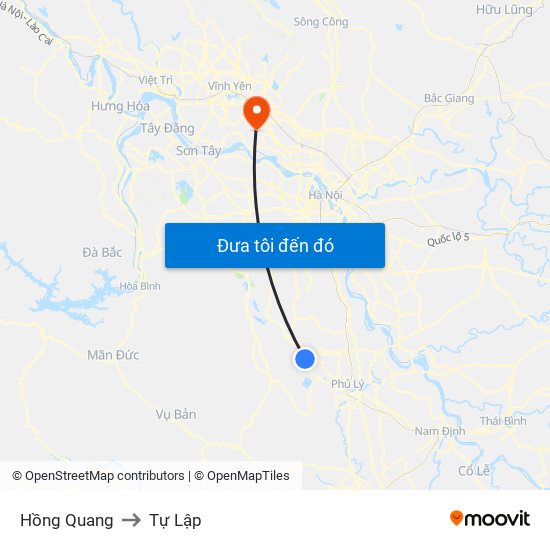 Hồng Quang to Tự Lập map