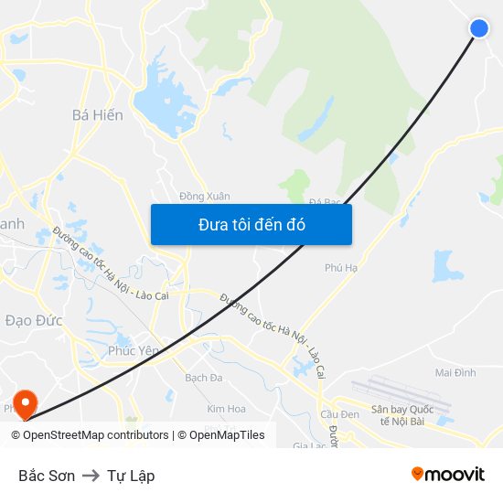 Bắc Sơn to Tự Lập map