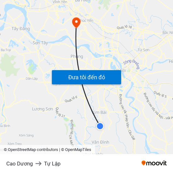 Cao Dương to Tự Lập map