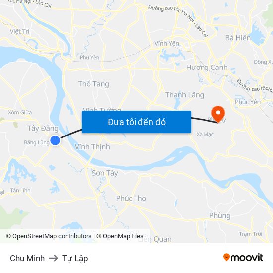 Chu Minh to Tự Lập map