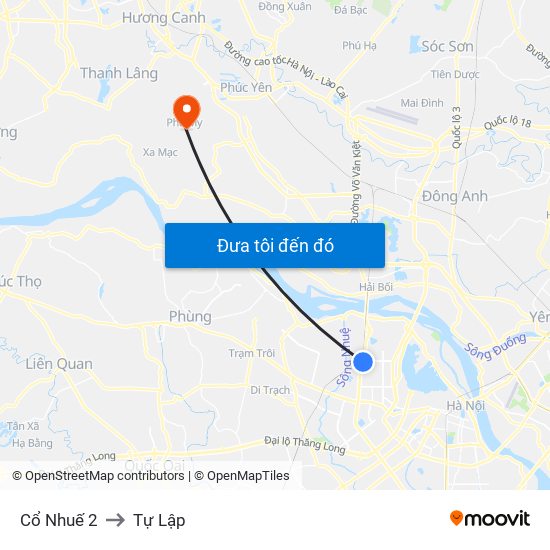 Cổ Nhuế 2 to Tự Lập map