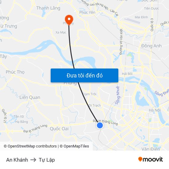 An Khánh to Tự Lập map