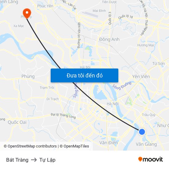 Bát Tràng to Tự Lập map