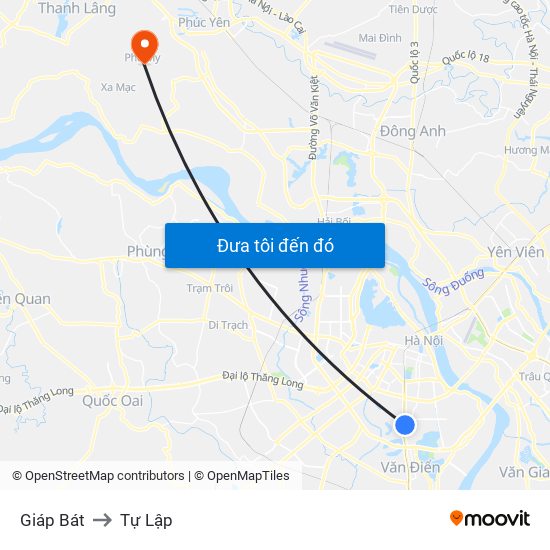 Giáp Bát to Tự Lập map