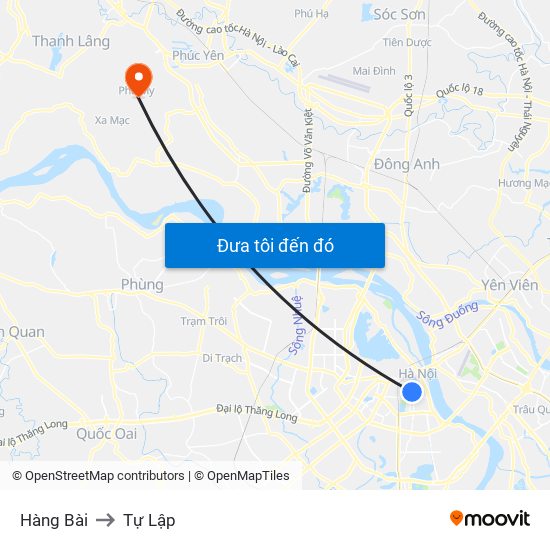 Hàng Bài to Tự Lập map