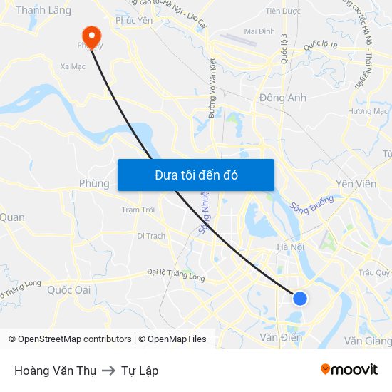 Hoàng Văn Thụ to Tự Lập map